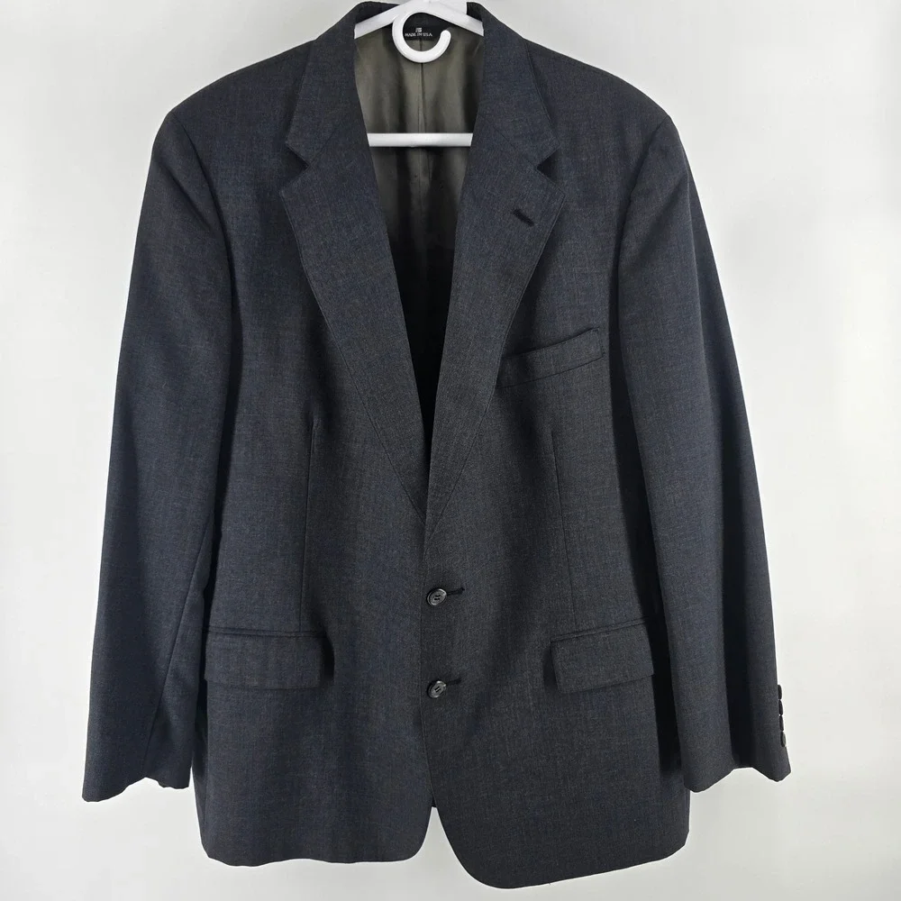 Polo University Club Ralph Lauren Blazer Mens 48R Charcoal Gray Virgin Wool USA